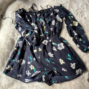 Navy off the shoulder romper